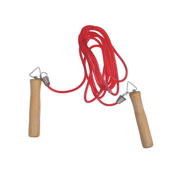 SKIPPING ROPE WITH WOOD HANDLE
